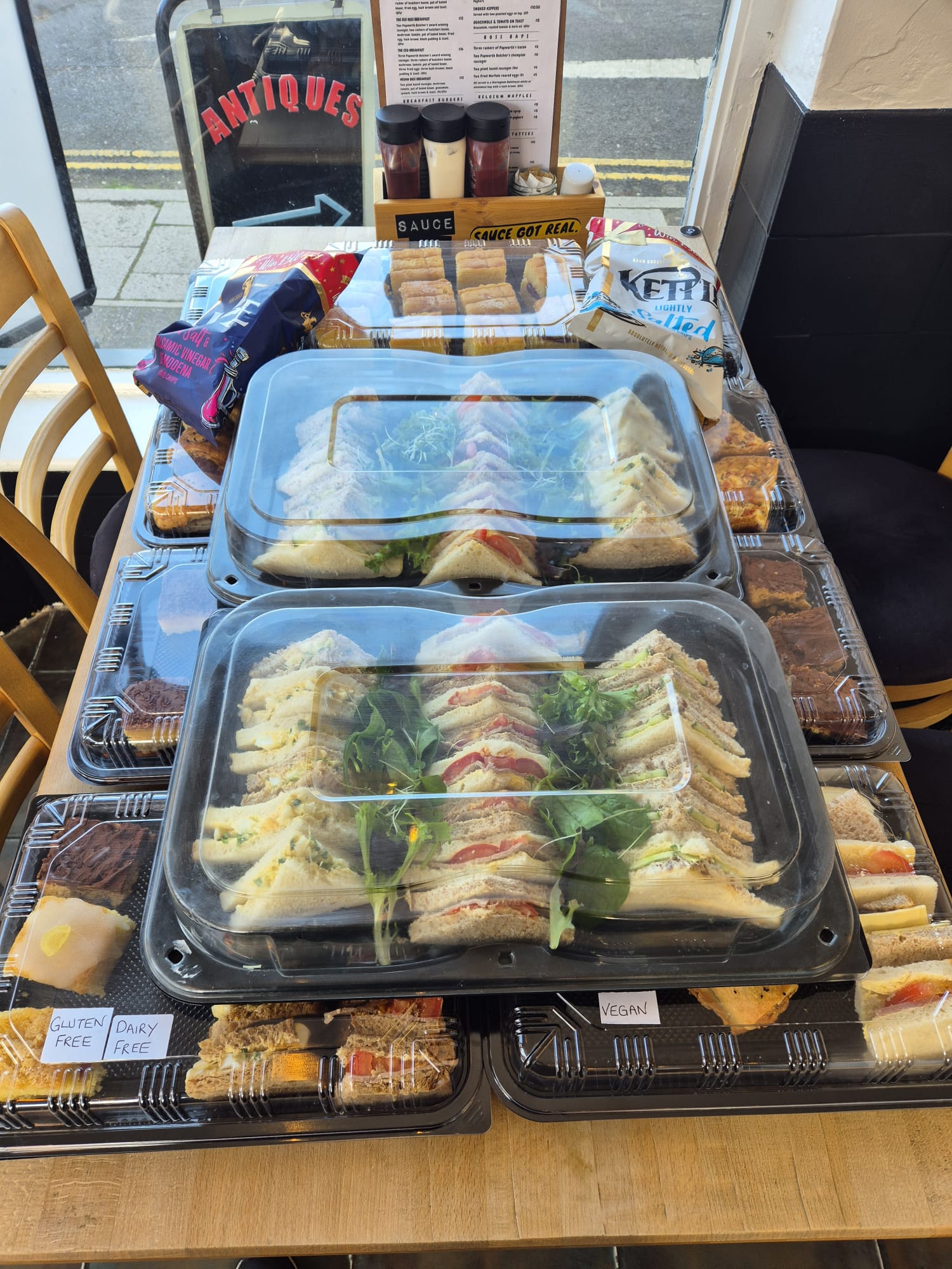 Sandwich and cake platters prepared by Streat Boss